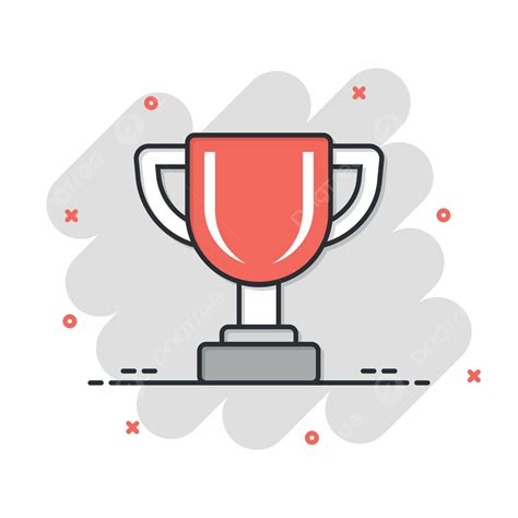 Comicstyle Trophy Cup Cartoon Illustration With Award Splash Effect