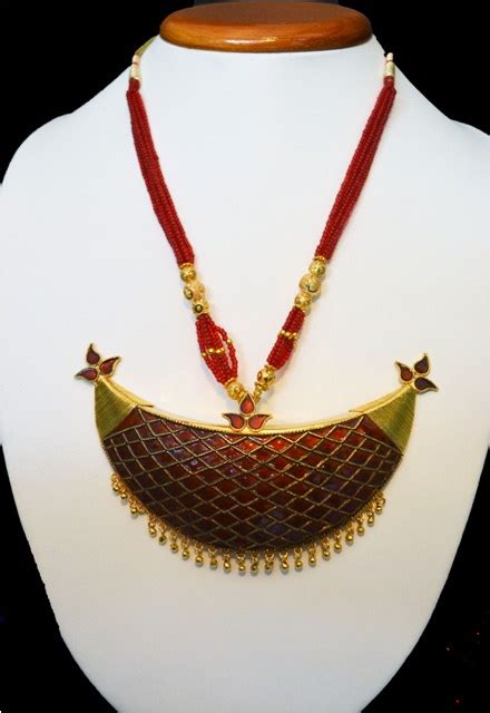 Assamese Ethnic Junbiri Necklace With Earings Mugasilk