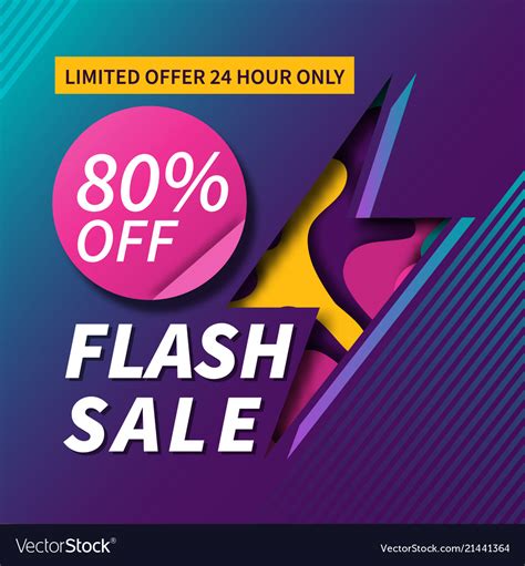 Flash Sale Paper Cut Banner Design Royalty Free Vector Image