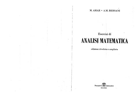 Micol Amar Alberto Bersani Esercizi Di Analisi Matematica M AMAR