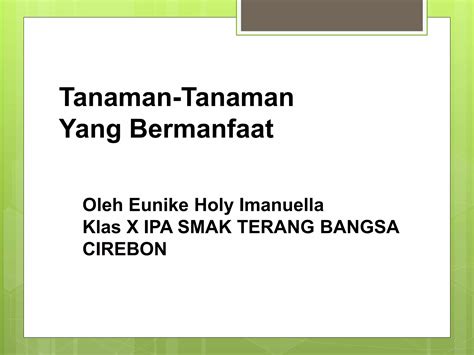 Tanaman Yang Bermanfaat Bagi Kesehatan Ppt