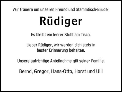 Traueranzeigen von Rüdiger vrm trauer de