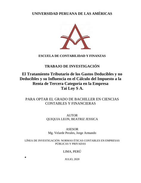 PDF El Tratamiento Tributario De Los Gastos Deducibles Y No DOKUMEN