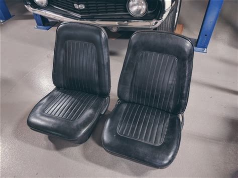 1967 1968 Camaro Front Bucket Seat Set Original Black Covers Used Gm