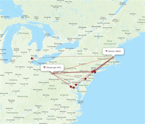 All Flight Routes From Boston To Pittsburgh Bos To Pit Flight Routes