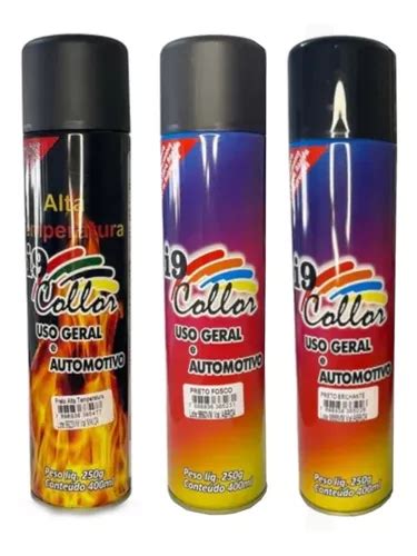 Kit Tinta Spray Preto Alta Temperatura Fosco Brilhante Parcelamento