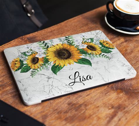 Sunflower Laptop Skin Sticker Name Notebook Vinyl Decal Dell Etsy Uk