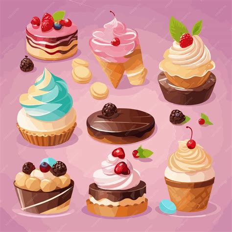 Premium Vector Sweet Desserts Vector