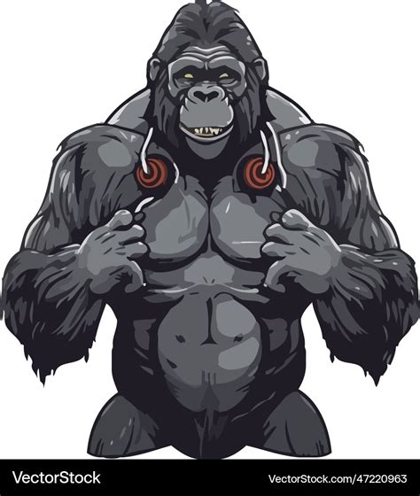 Smiling gorilla with headphones Royalty Free Vector Image