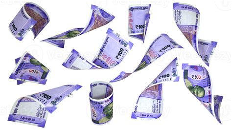 D Rendering Of Indian Rupee Notes Flying In Different Angles And