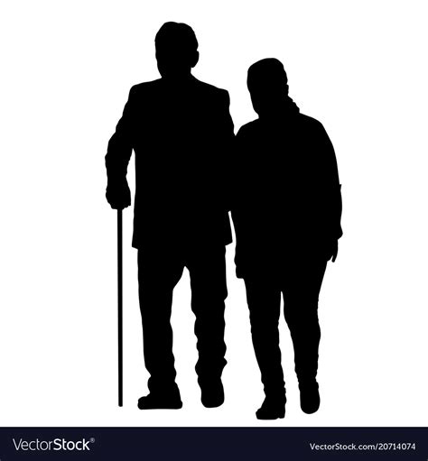 Senior couple silhouette Royalty Free Vector Image