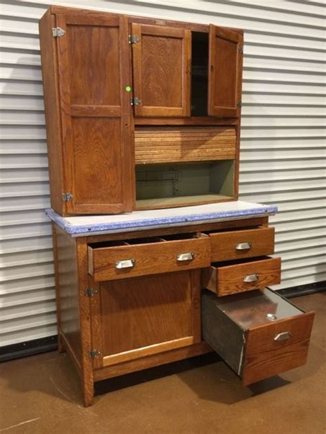 Antique Oak Hoosier Cabinet With Wilson Kitchen Cabinet Brass Name