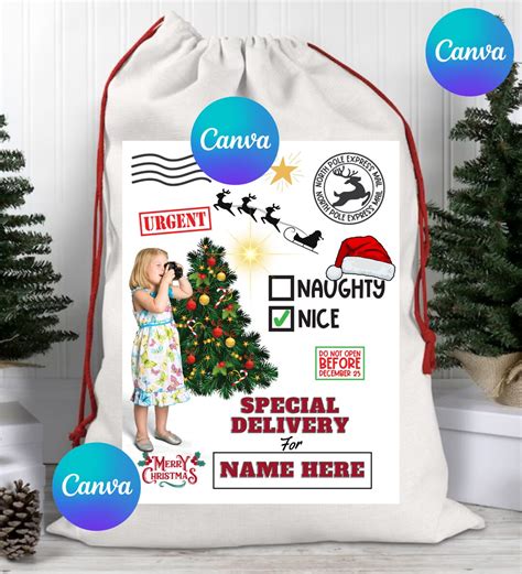 Santa Sack Template Santa Sack Canva Template Editable Special Delivery