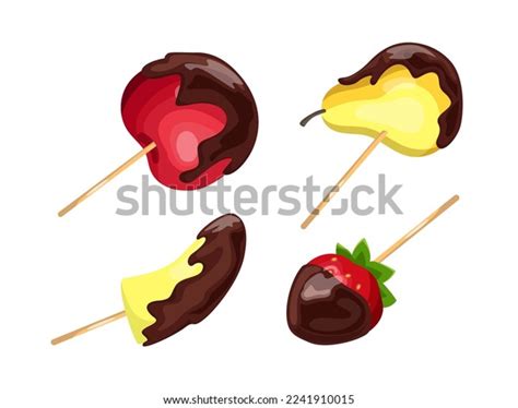 Chocolate Dipped Fruit On Sticks Vector Stock Vector (Royalty Free ...