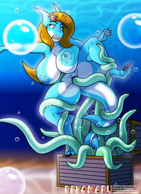 Rule 34 Anthro Asterozoan Blonde Hair Blue Body Blue Skin Bodily Fluids Dekomaru Echinoderm