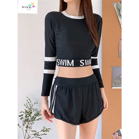 Bikini Women S Long Black Swimwear Sun Protection Shorts Layers Of