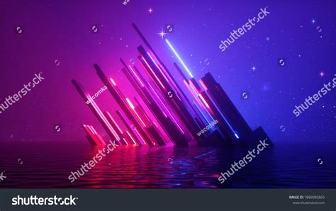 3d Render Abstract Futuristic Background Neon 库存插图 1889085865