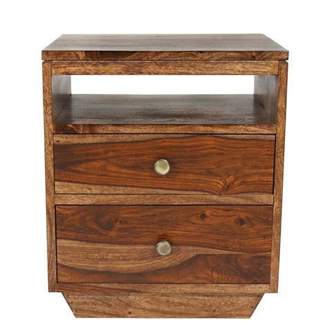 Engineered Wood Brown Rectangular Wooden Bed Side Table With Storage