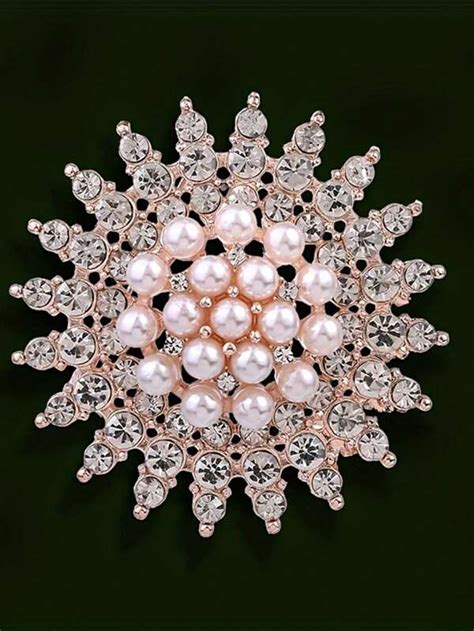 Pi Ce Broche Glamour Alliage D Aluminium Strass Et Fausses Perles