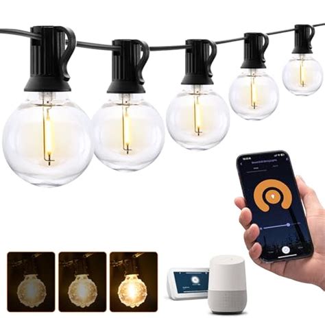 Xmcosy Patio Lights Smart Outdoor String Lights Ft G Globe Patio