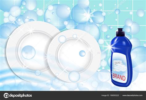 Dishwashing Liquid Products Bottle Label Design Dish Wash Advertisement Poster Layout Vector