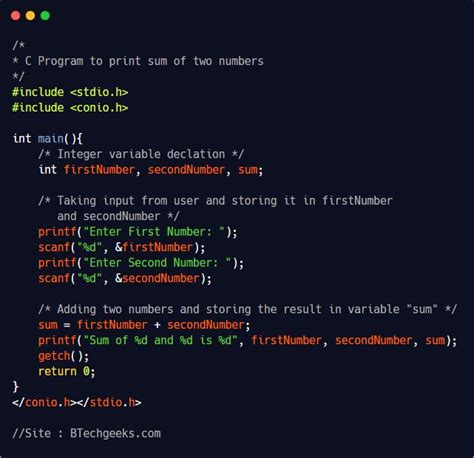 Write A C Program To Add Two Numbers And Print Sum On Screen Before