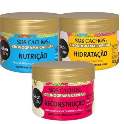 kit Cronograma Capilar Sos Cachos Salon line Reconstrução Nutrição E