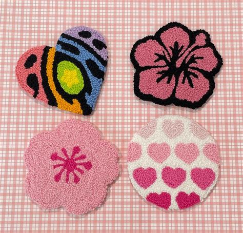 Punch Needle Coasters 1 Coaster Choose Your Design Aloha Mug Rug