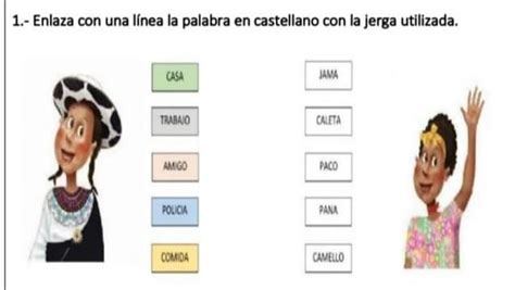 Enlaza Con Una Linea La Palabra En Castellano Con La Jerga