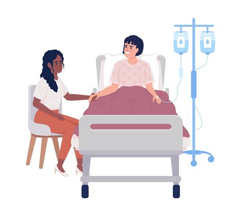 Visiting patient at hospital semi flat color vector characters