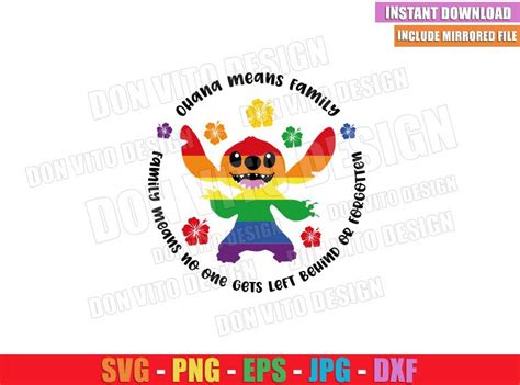 Stitch Rainbow Colors (SVG png) Lilo & Stitch Flower Cut File