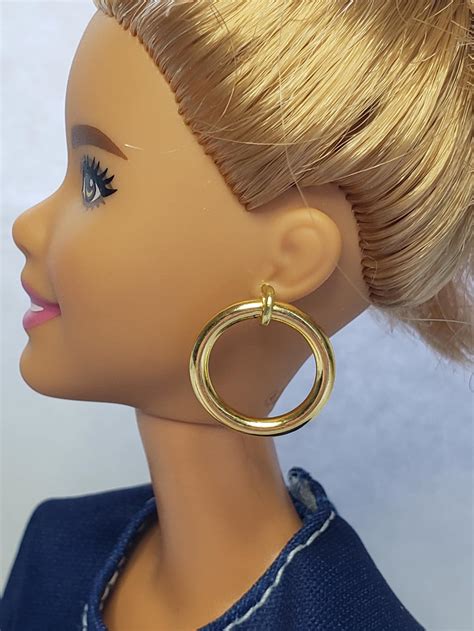 Barbie Gold Hoops Earrings For 11 5 Inch Fashion Dolls Bratz Etsy