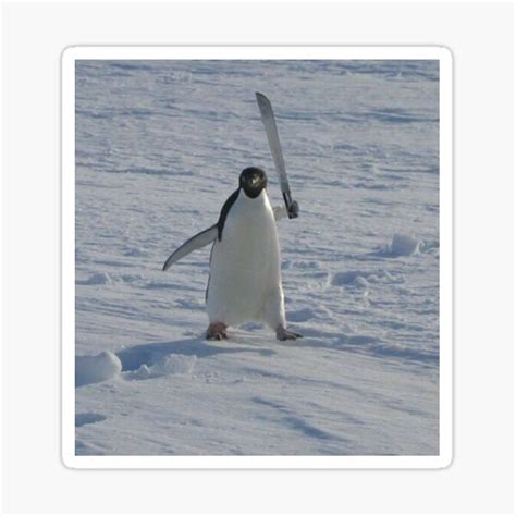 Funny Penguin With Machete Sticker For Sale By Maxfunstickers Redbubble