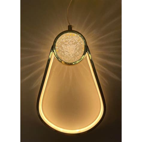 Lustre Pendente LED Cristal De Saturno Oval Gold Branco Quente 3000K