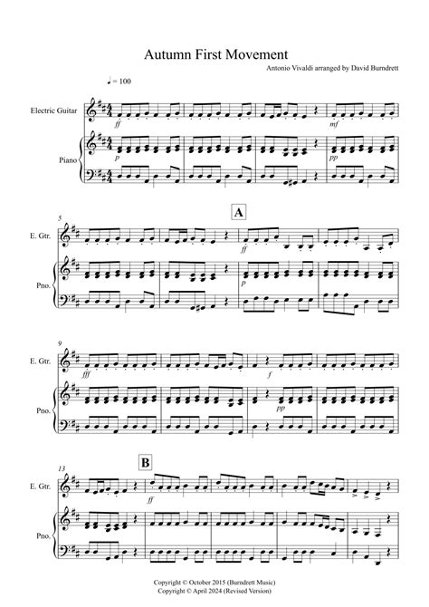 Autumn First Movement For Guitar And Piano Arr David Burndrett