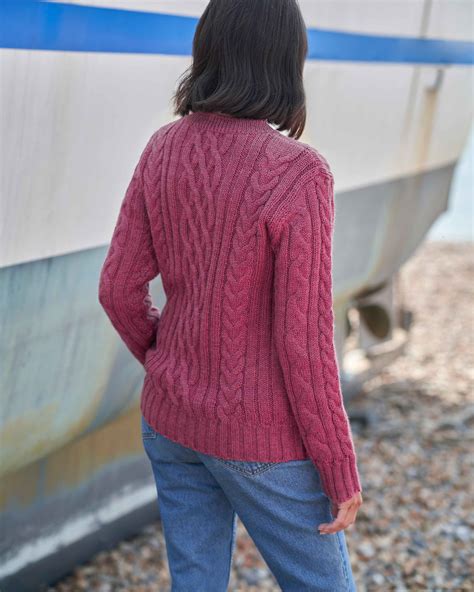 Pink Raspberry 100 Pure Wool Aran Crew Neck Jumper Woolovers Au