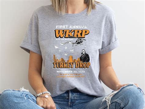 WKRP Turkey Drop Shirt WKRP Thanksgiving Turkey Drop Crewneck Tee