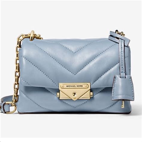 Michael Kors Pale Blue Quilted Leather Crossbody Bag