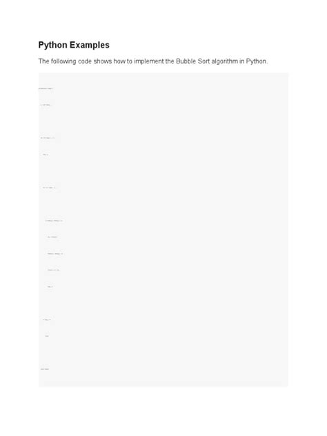 Python Examples The Following Code Shows How To Implement The Bubble Sort Algorithm In Python