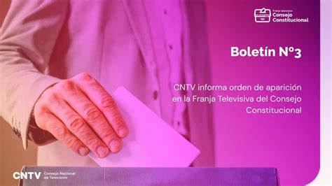 Tercer boletín de franja CNTV informa orden de aparición en la Franja