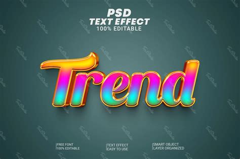 Effet de texte 3D dégradé tendance or et arc en ciel Fichier PSD