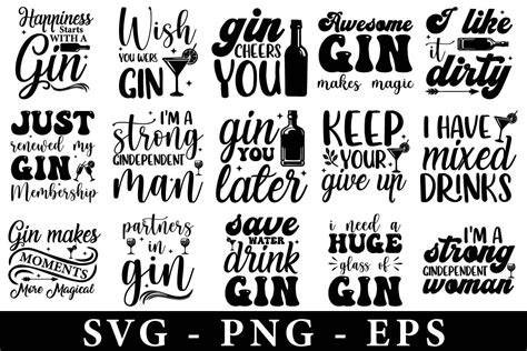 Gin Alcohol Drinking Quotes Svg Bundle Gráfico por DigidesignWorld