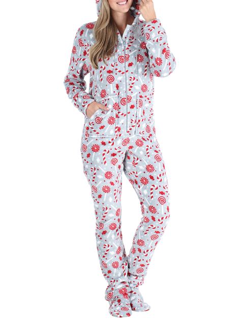 Sleepytimepjs Sleepytimepjs Womens Fleece Hooded Footed Onesie