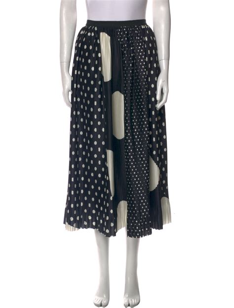 Dries Van Noten Polka Dot Print Midi Length Skirt Black Skirts