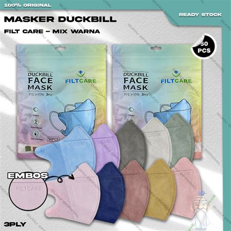 Jual Masker Duckbil FILTCARE 3Ply Isi 50Pcs Warna Mix Soft Nude