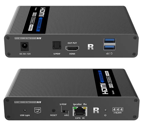 Extender HDMI 2 0 4K po skrętce LAN SPH 676KVM zestaw TX RX