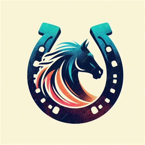 Uma imagem estilizada de uma cabeça de cavalo dentro de uma ferradura O