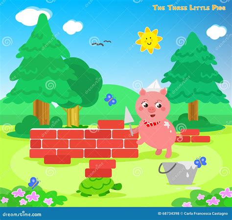 The Three Little Pigs 7: The Bricks House Vector Illustration | CartoonDealer.com #68734398