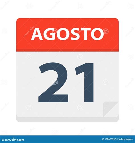 Agosto 21 - Calendar Icon - August 21. Vector Illustration of Spanish ...