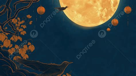 Moon Sea Magpie Golden Sun Background Moon Golden Sun Background